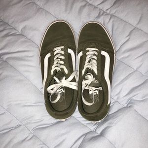 Olive green velvet vans
